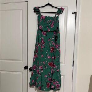 Lulu's Green and Pink Floral 2 Piece Dress